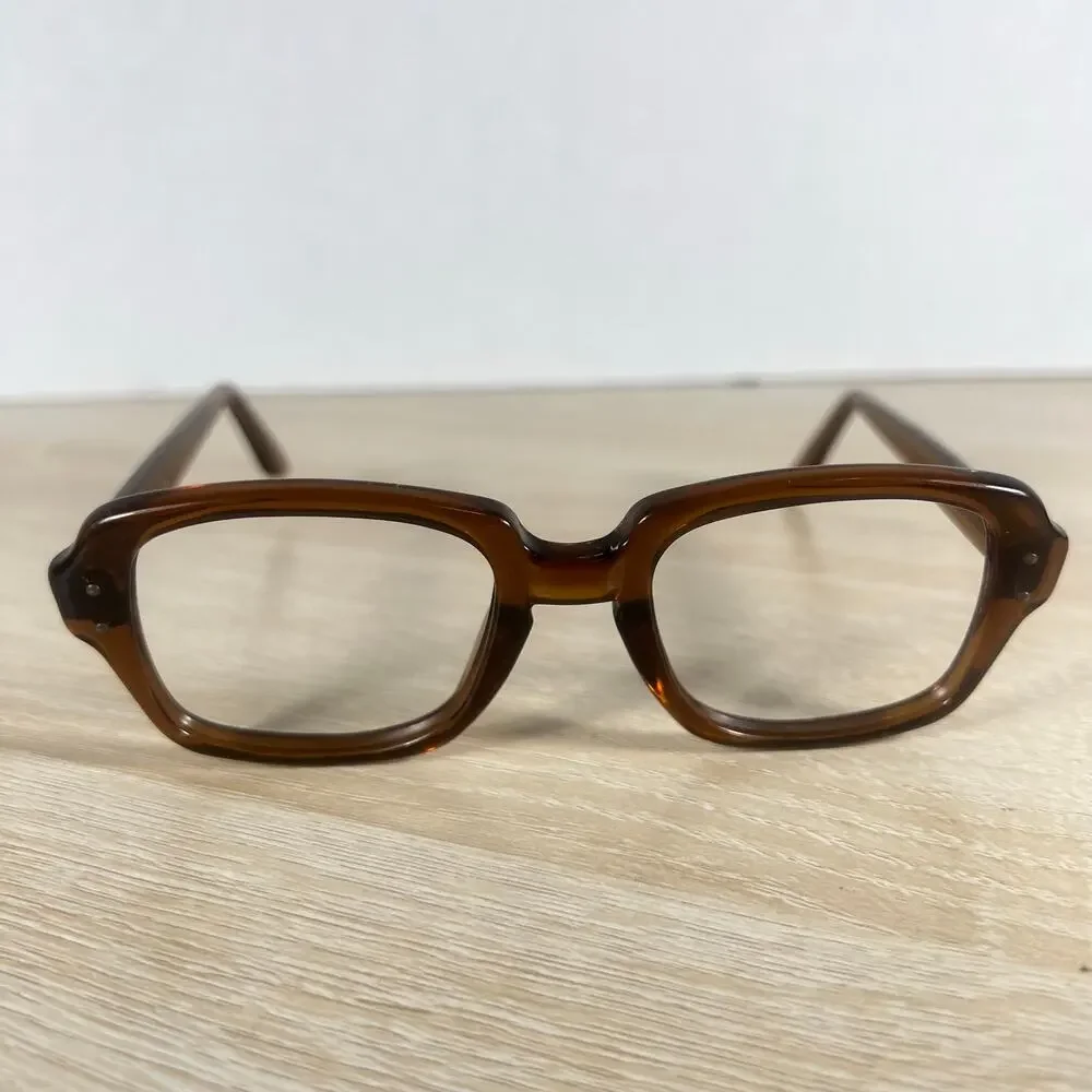 Vintage USS 4 1/2 - 5 3/4 USS 50-20 Eyeglasses Full Rim Frames ONLY Brown
